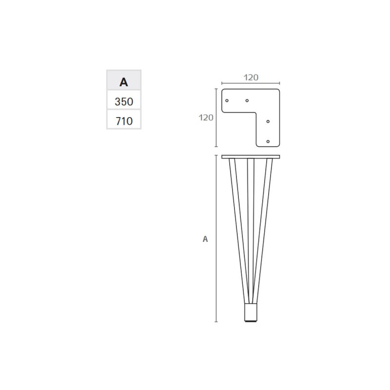 רגל סיכה 3 מוטות דגם LG33 סקיצה