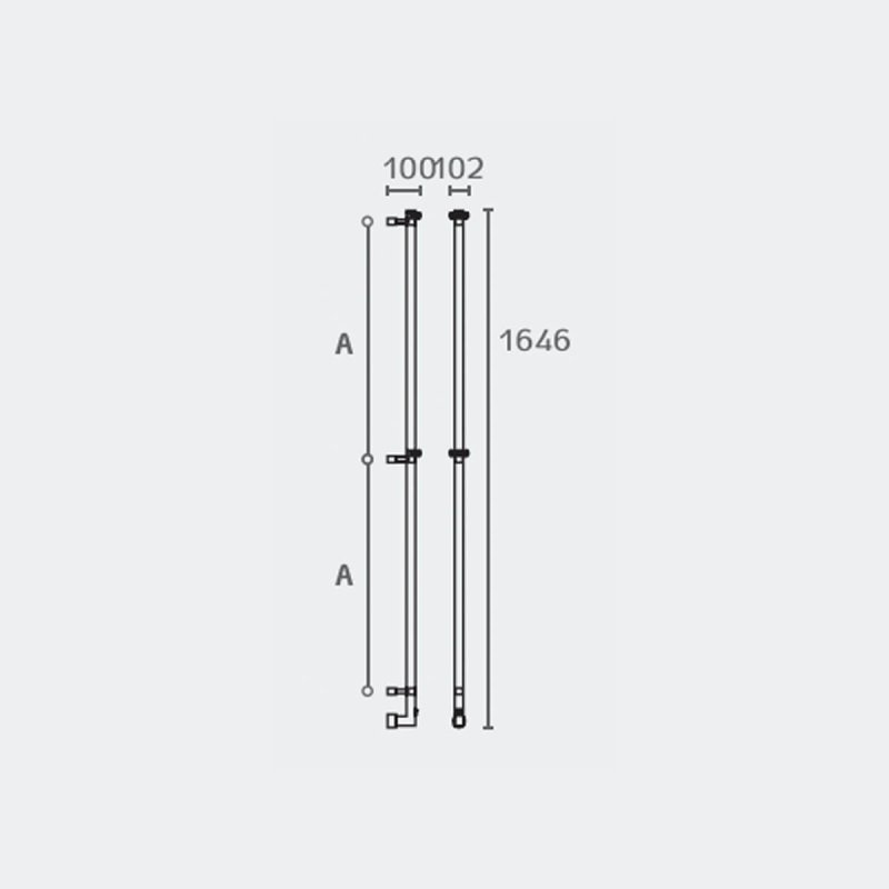 מוט מחמם למגבות דגם 616A סקיצה